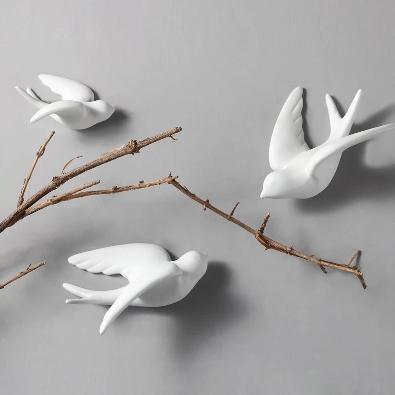 Tv Art And Craft - เซรามิคสร้างสรรค์นกแขวนผนัง Pigeon หัตถกรรมบ้านห้องรับแขกโซฟาทีวีพื้นหลัง 3D ภาพจิตรกรรมฝาผนังเครื่องประดับ Art