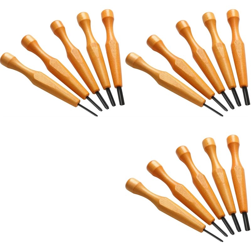 Linocut Carving Tool - ชุดเครื่องมือแกะสลัก ABKW-15 ชิ้น - มีดแกะสลักลินอเลียมและไม้รูปสามเหลี่ยม พร้อมสิ่วและเครื่องมือรูปตัววี