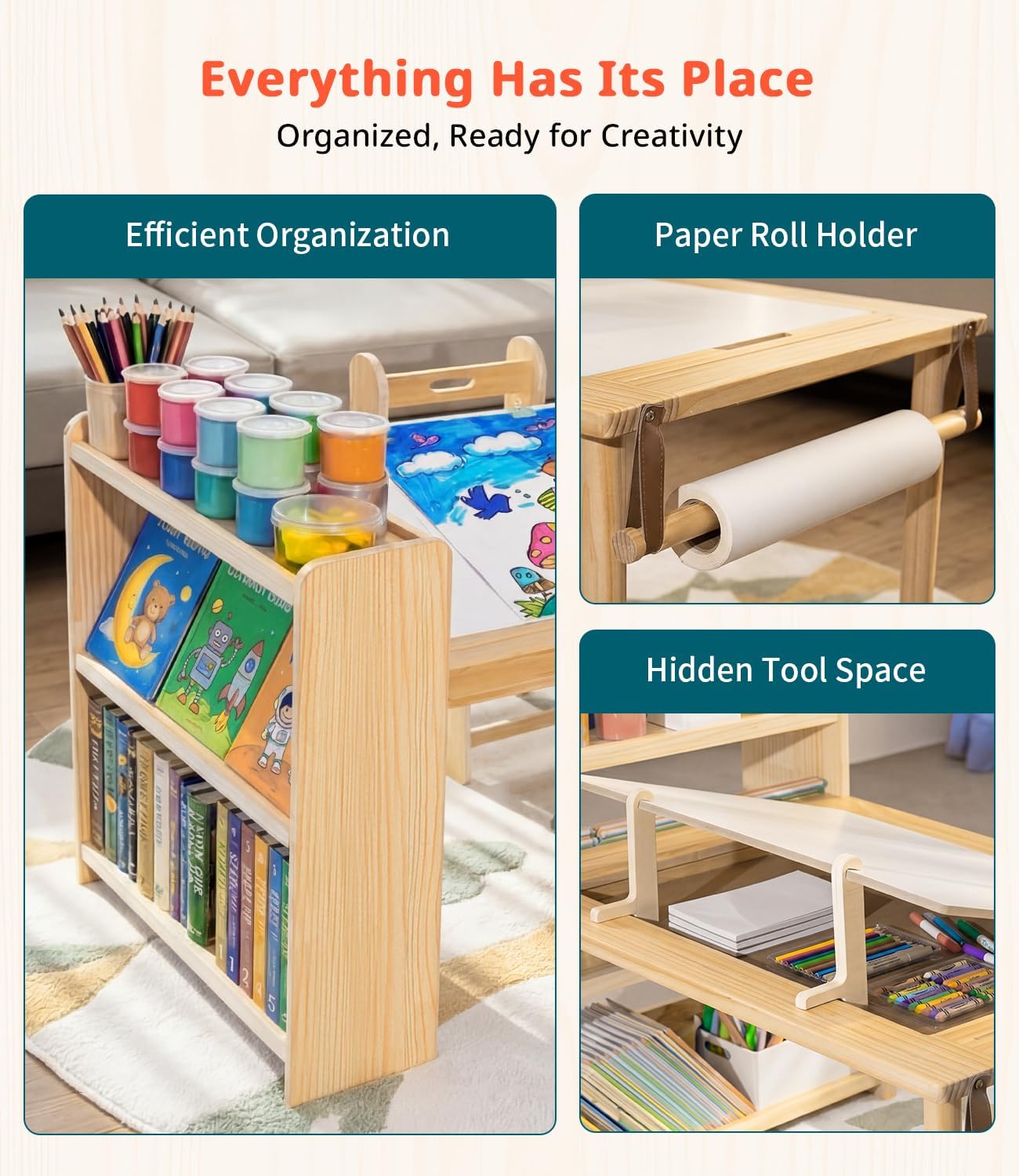 ชุดโต๊ะศิลปะไม้สำหรับเด็กพร้อม - Art Craft Toddler บทวิจารณ์และราคา