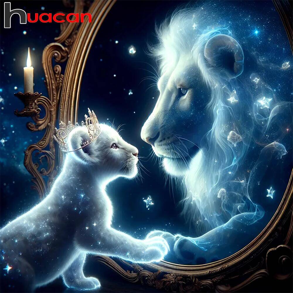 Huacan เพชรภาพวาดสัตว์สุนัขสิน - Art Craft Lion บทวิจารณ์และราคา