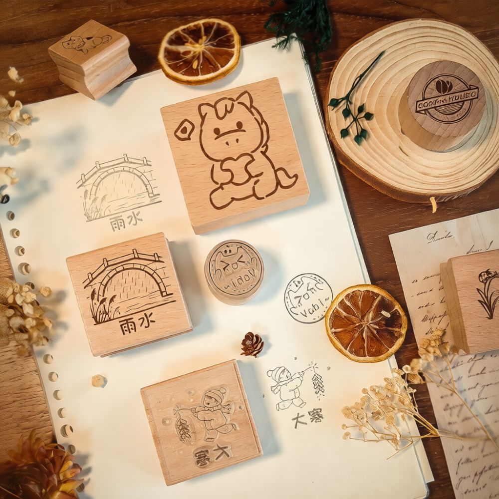 ตราประทับซิลิโคนด้ามไม้ตกแต่ง  - Art Craft Logo บทวิจารณ์และราคา